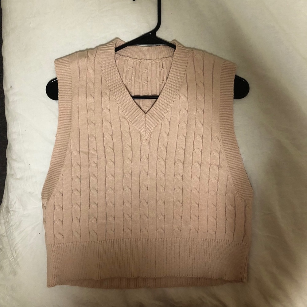 Knit light pink/tan sweater vest